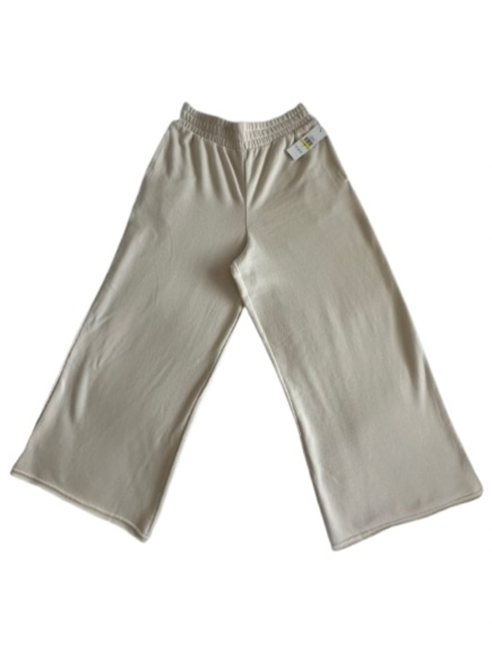 NWT DKNY JEANS Women's M Cream Cotton Elastic Waist Wide-Leg Pull On Sweatpants